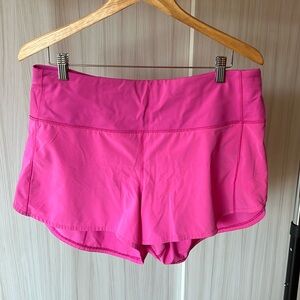 Lululemon speed up high-rise lined short 4 inch; size 12 color pink.